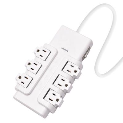 China 90 Degree Output Rotating US 6 Outlet Switched Plug Rotating Power Strip USB Charger Station for sale