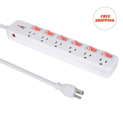 China White Double Sided Outlets 6 Outlet Surge Protector Extension Wire Power Strips Hold Down Mount Socket With Switch for sale