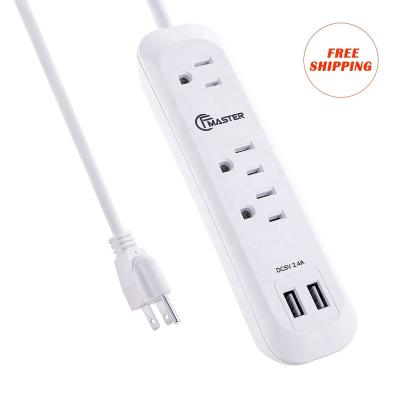 China Residential / Multipurpose 3 Outlet Surge Protector Extension Cable Power Strip With 2 USB Ports Plug for sale