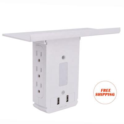 China Free Shipping Residential / General Purpose US Warehouse US type outlet shelf-8 port surge protection wall outlet shelf 2 USB ports for sale