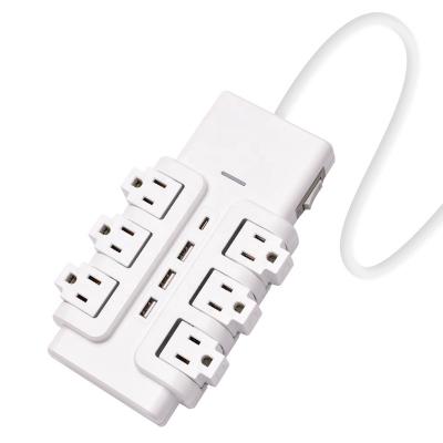 China 90 Degree Outlet Rotating Multi Plug Extension Cord Swivel Sockets USB Charger Station for sale