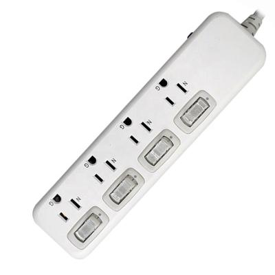 China Desktop Easy Installation US 4 Outlet 4 Switch Overload Protection Extension Cord Socket for sale