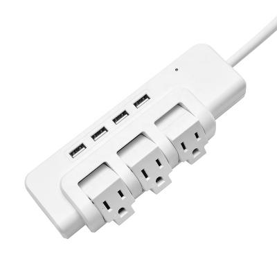 China 90 Degree Outlet Rotating 3 Outlets Universal US Power Strip USB Charger Extension Rotating Plug for sale