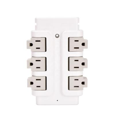 China Easy Installation US Standard 6 Outlets Rotating Wall Outlet Surge Protector Plug for sale