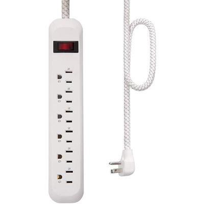 China White Residential / General Purpose Us Electrical Surge Protector 6 Plug Extension Cable Power Strip for sale