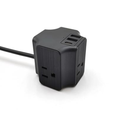 China Residential / General Purpose US Standard 3 Outlet Power Cube Socket Box USB Power Strip for sale