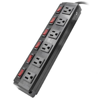 China Aluminum Alloy 6 Outlets Easy Installation Individual Switches US Standard Power Strip for sale