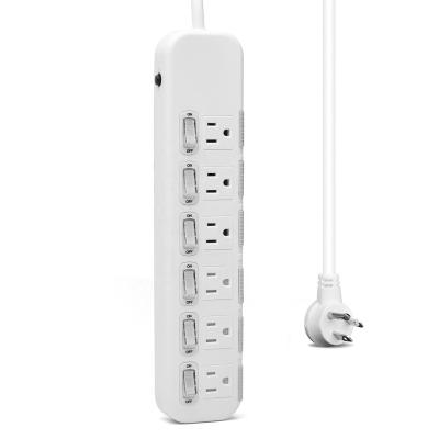 China Easy Installation US Standard 6 Outlets Power Socket Surge Protector Person Switches Power Outlets for sale