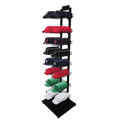 China Eco-friendly Baseball Hat Display Rack Hat Store Floor Storage Rack Hat Retail Display Rack for sale