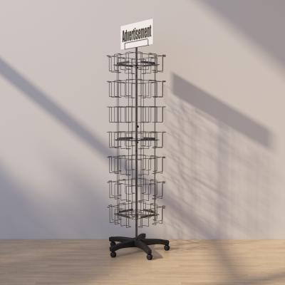 China Retrofit Retail Rotating Display Stand For Greeting Cards Metal Postcard Display Stand Gift Voucher Display Rack for sale