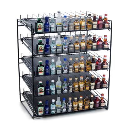 China Modernization Supermarket Metal 5-Layer Retail Kitchen Spice Storage Display Rack Jams Metal Bottle Liquor Display Rack for sale