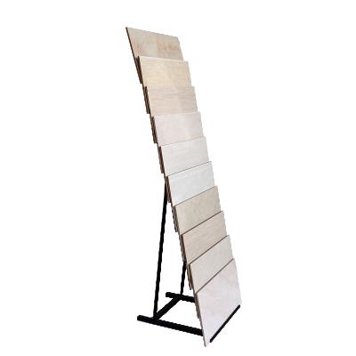 China Retrofit Shop Single Side Floor Standing Tile Display Sliding Rack Door Sample Wooden Display Rack for sale