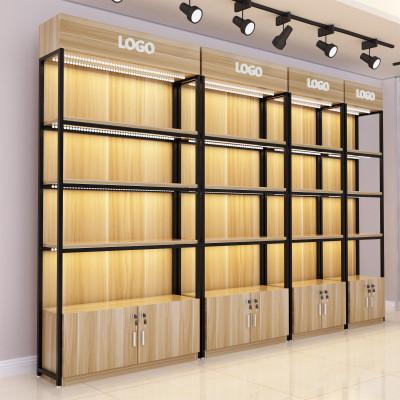 China Mother And Baby Shop Display Cabinet Floor Display Rack Mother And Baby Cosmetic Skin Care Products Display Rack Optional Light Box Wooden Cabinet for sale