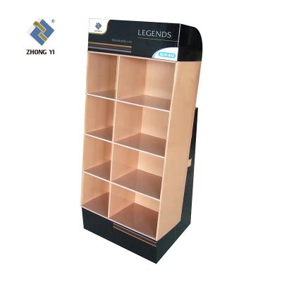 China Store Custom Design Corrugated Cardboard Partner Display For Hat Cap Shoes POP Floor Rack Display for sale