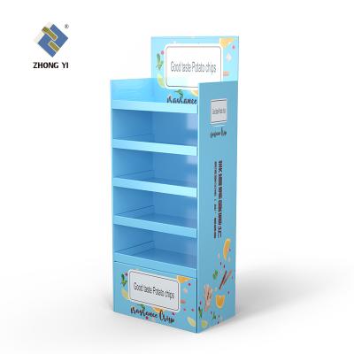 China Store Floor Hook Display Rack Corrugated Paperboard Pop Peg Board Hook Display Shelve For Store for sale