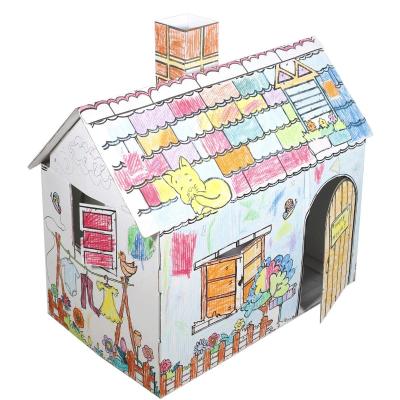 China Shop hot sale 2021 tending paintable cardboard playhouses castle playhouse juguete cardboard playhouse for sale