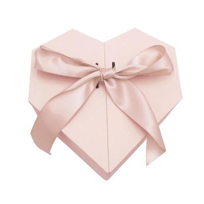 China Recyclable Custom Wholesale Cardboard Box Packaging Valentines Day Gift Heart Shaped Gift Box With Ribbon for sale