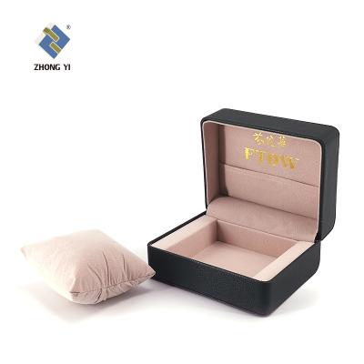 China Recyclable Custom Luxury Branded Black PU Leather Watch Box With Logo for sale