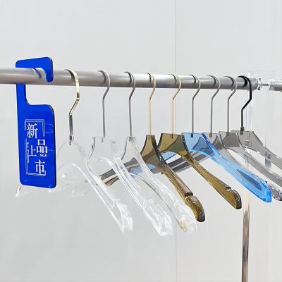 China Casual Sturdy Clear Plastic Chrome Suit Hanger Clear Acrylic Hanger With Silver Hook for sale