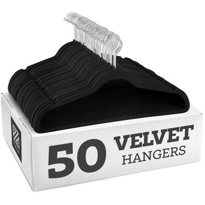 China CLASSIC 0.6cm black velvet hangers special for suits clothing hanger velvet for sale