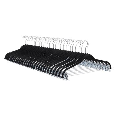 China CLASSIC 0.6cm Black Velvet Hangers With Clip Clothing Hanger Velvet for sale