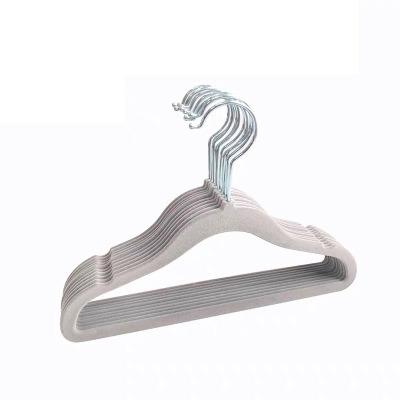 China CLASSIC Velvet Hangers Cute Luxurious Gray 0.6cm Baby Clothes Hanger Durable Velvet for sale