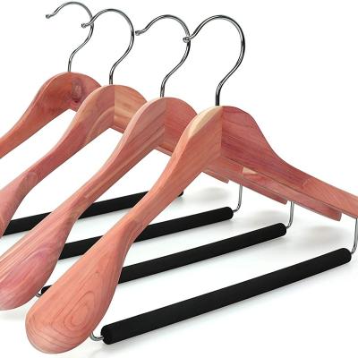 China Cedar Wood Hanger Multifunctional Wood CLASSIC Hangers Extra Wide Shoulders for sale