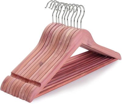 China Natural Cedar Wood Custom Cheap Wooden Hanger 1.2cm Modern Pink Wood Hangers For Clothes for sale