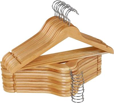 China Wholesale Custom CLASSIC Cheap Wooden Cloth Hanger Coat Hanger Solid Wood Hanger For Clothing for sale