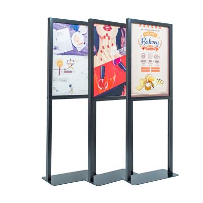 China Indoor/Steel Outdoor Advertising Metal Poster Rack Sign Post Sign Board Poster Stand for sale