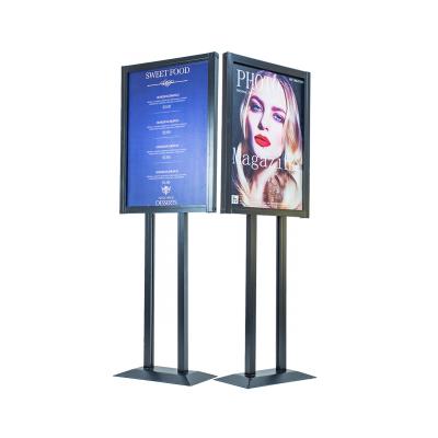 China Indoor / Outdoor Advertising Double Sided Aluminum Extrusion Poster Display Stand Holders Black White Pillars for sale