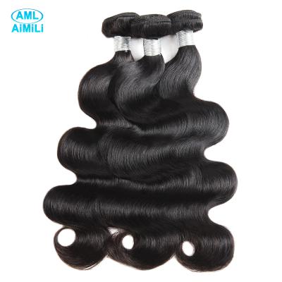 China 100% Human Hair AML Soft Double Bundle Hair Weft Straight 100% Virgin Machine Hair for sale