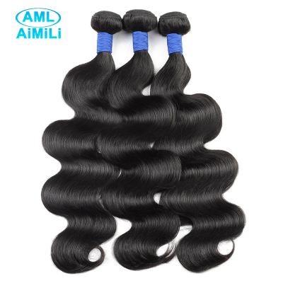 China Body Wave AMLHAIR Hair Wholesalers Bundles 100% Silky Virgin Cuticle Aligned Raw Natural Indian Hair Price List 40 Inches for sale