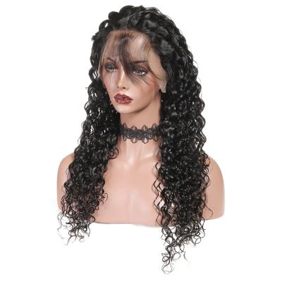 China Newly Water Wave 100% Color 1B Raw Virgin Unprocessed Natural Transparent Fast Shipping 13*4 Human Hair Water Wave Frontal Wigs for sale