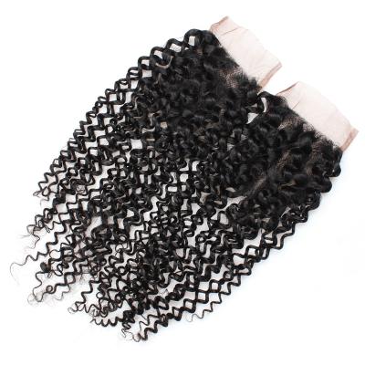 China 100% Virgin Hair Unprocessed Top Grade Indian Remy Human Hair 4*4 Lace Closure Deep Curly For Women for sale