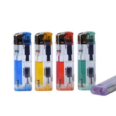 China EX-3087T electronic plastic lighters color gas electronic transparent LED best prices for sale