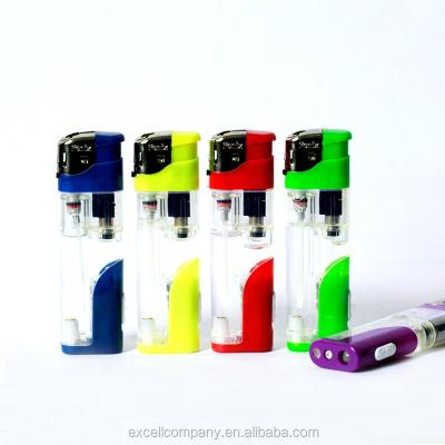 China EX-2024T Electronic Plastic Transparent LED Gas Tank Lighters for sale