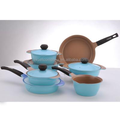 China Sustainable EX-ST02 Forged Aluminum Cookware Sets Inner And Outer With Ceramic for sale