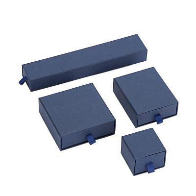 China Blue Jewelry Box Side Drawer Specialty Paper Box Storage Jewelry Boxes for Rings Necklaces Bracelets Earrings Jewelry Box Packaging for sale