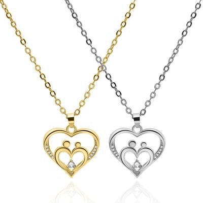 China TRENDY Mothers Day Gift Fashion Accessories Mother and Baby Necklace Jewelry Mom Minimalist Heart Shaped Pendants for sale