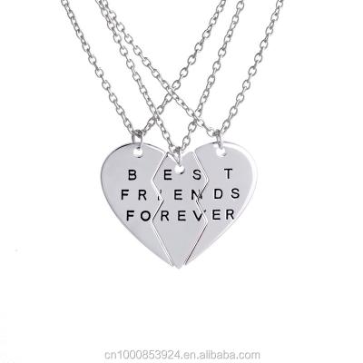 China Fashion Jewelry Best Friends Necklaces Forever For 3 Bff Friendship Necklace for sale