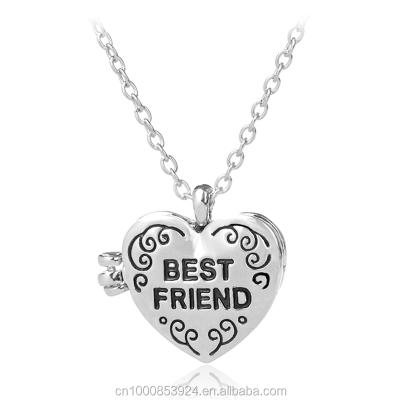 China Heart Openable Pendant Fashion Jewelry Hand Stamp Best Friends Necklace Alloy Pendant Jewelry for sale