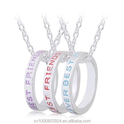 China Fashion Jewelry Ring Holder Necklace Custom Engraved Forever Letter Best Friends Bff Necklace Set Of 3 for sale