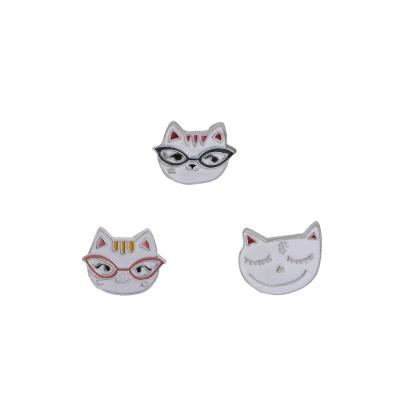 China Europe Cat Lapel Pin Enamel Brooch Cute Smile Monocle Pin Badge for Clothes Bags Backpacks for sale