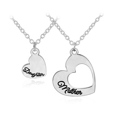 China New Fashionable Personalized Custom Made Mother Daughter Heart Cut Puzzle Matching Necklace for sale