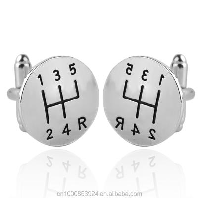 China ALLOY Gear Stick Cufflinks Silver Plated Car Transmission Cuff Links For Men for sale