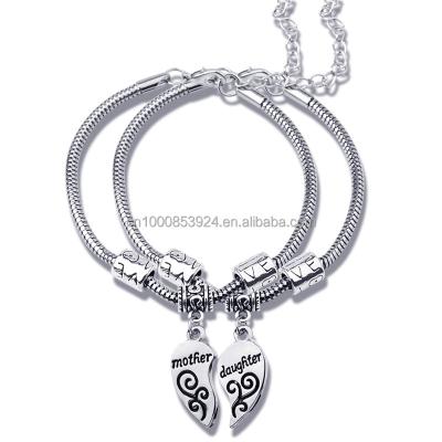 China Fashion Jewelry Mother's Day Keepsake Mother Daughter Heart Charms Bracelet for sale