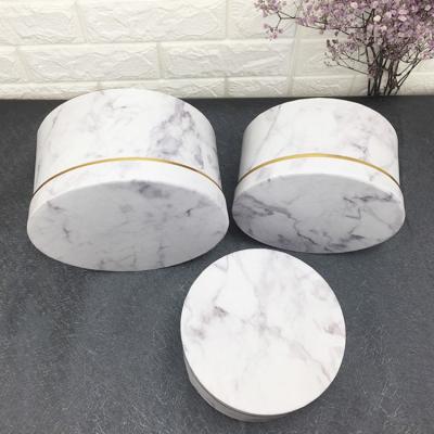 China Recycled Luxury Black Marble Round Materials Gift Packaging Box Set Flower Box For Flower Arrangements for sale