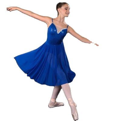 China New Arrival High Quality Eco-friendly Mood Manufacturers China Lyrical Dress Modern Dance Royal Blue Slow Dance Costumes for sale