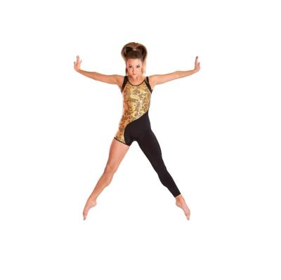 China 2019 Eco-Friendly Unitard Black Sequin Jumpsuit Gold Contemporary Dance Costume for sale